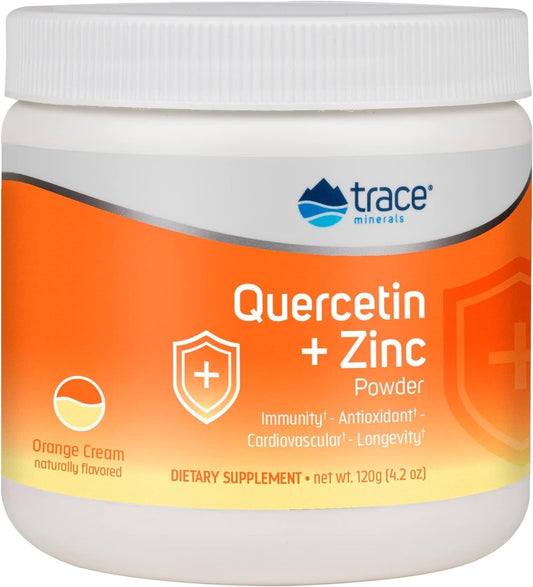 Antioxidant Supplement with Trace Minerals, Quercetin, Zinc, Vitamin C, and Ionic - Immune and Cardiovascular Support - Orange Cream Powder, 120g (30 Servings)