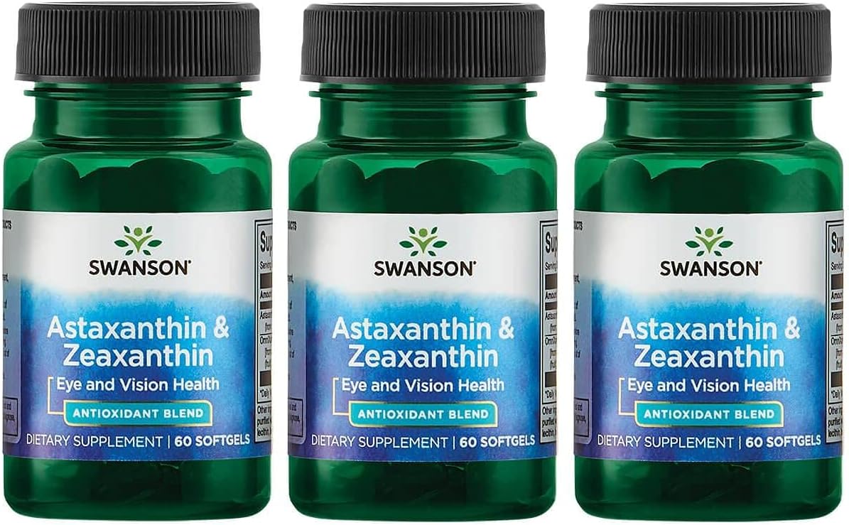 Antioxidant Support Supplement for Eye, Vision, Brain, and Skin Health - Astaxanthin & Zeaxanthin - 4mg Softgels - Pack of 180