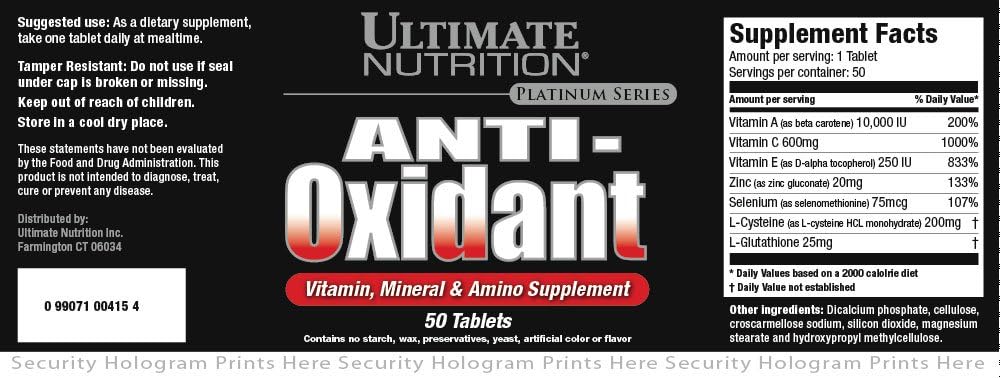 Antioxidant Vitamin, Mineral, and Amino Supplement - 50 Tablets for Ultimate Nutrition Boost