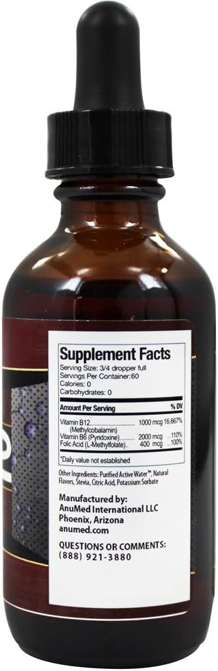 AnuMed International Vitamin B12 Liquid Supplement, 2 oz - Boost Energy and Metabolism