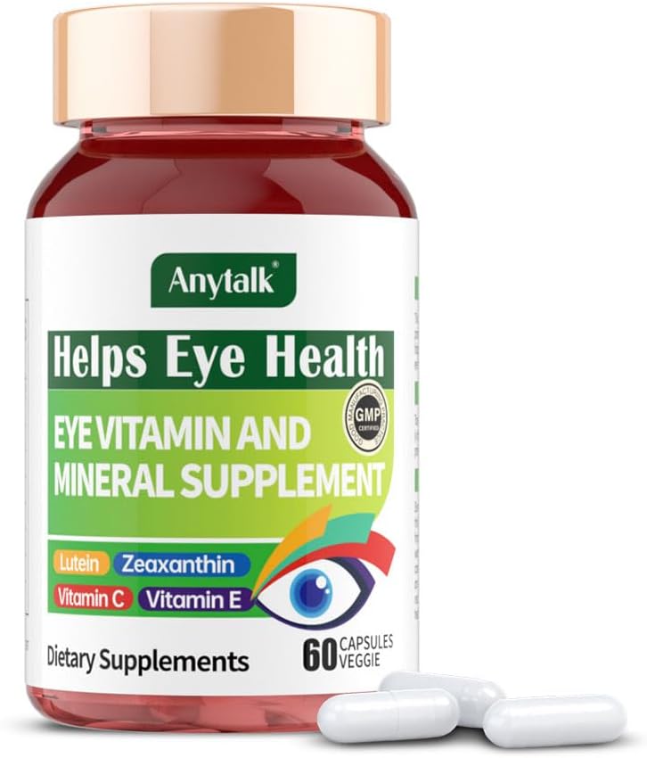 anytalk-anytalk Eye Vitamin & Mineral Supplement with Lutein & Zeaxanthin for Eye Strain, Pressure, Night Vision - 60 Softgels