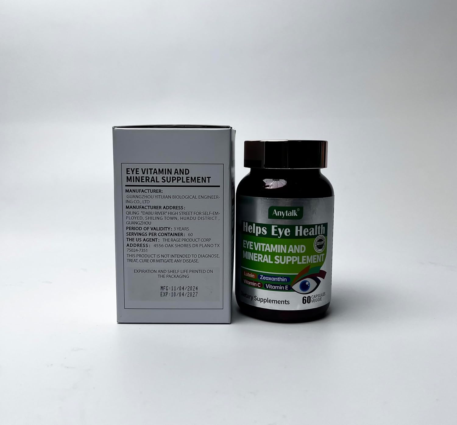 anytalk-anytalk Eye Vitamin & Mineral Supplement with Lutein & Zeaxanthin for Eye Strain, Pressure, Night Vision - 60 Softgels