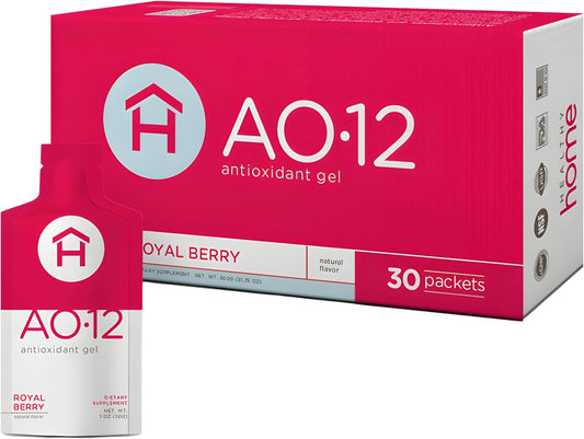 AO•12 Antioxidant Supplement Gel - 30 Packets - Royal Berry Flavor - Immune Support & Anti-Aging - Nutrient-Boosting Defense - Free Radical Protection (Royal Berry, 1 Box)