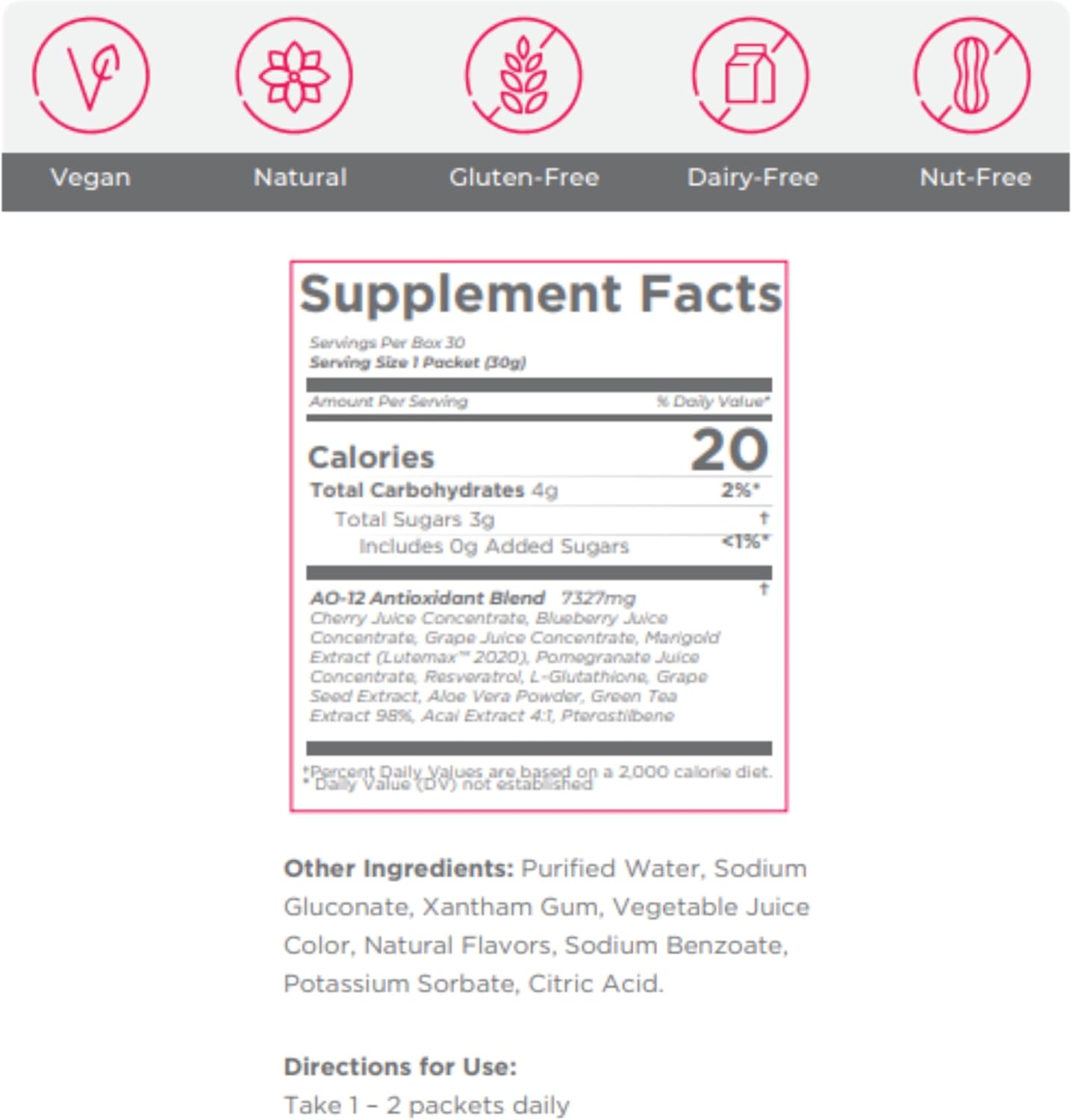 AO•12 Antioxidant Supplement Gel - 30 Packets - Royal Berry Flavor - Immune Support & Anti-Aging - Nutrient-Boosting Defense - Free Radical Protection (Royal Berry, 1 Box)