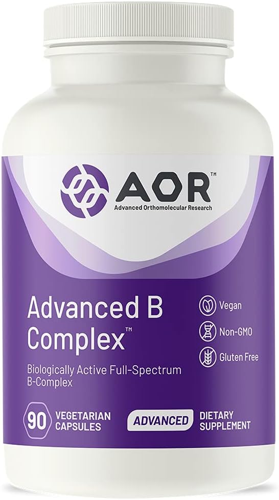 AOR Advanced B Complex - Multivitamin Support for Energy, Stress, Metabolism - 90 Capsules