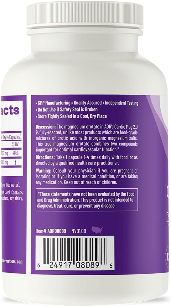 AOR Cardio Mag 2.0: Magnesium Supplement for Heart Health, Muscle Function, and Energy - 30 Servings