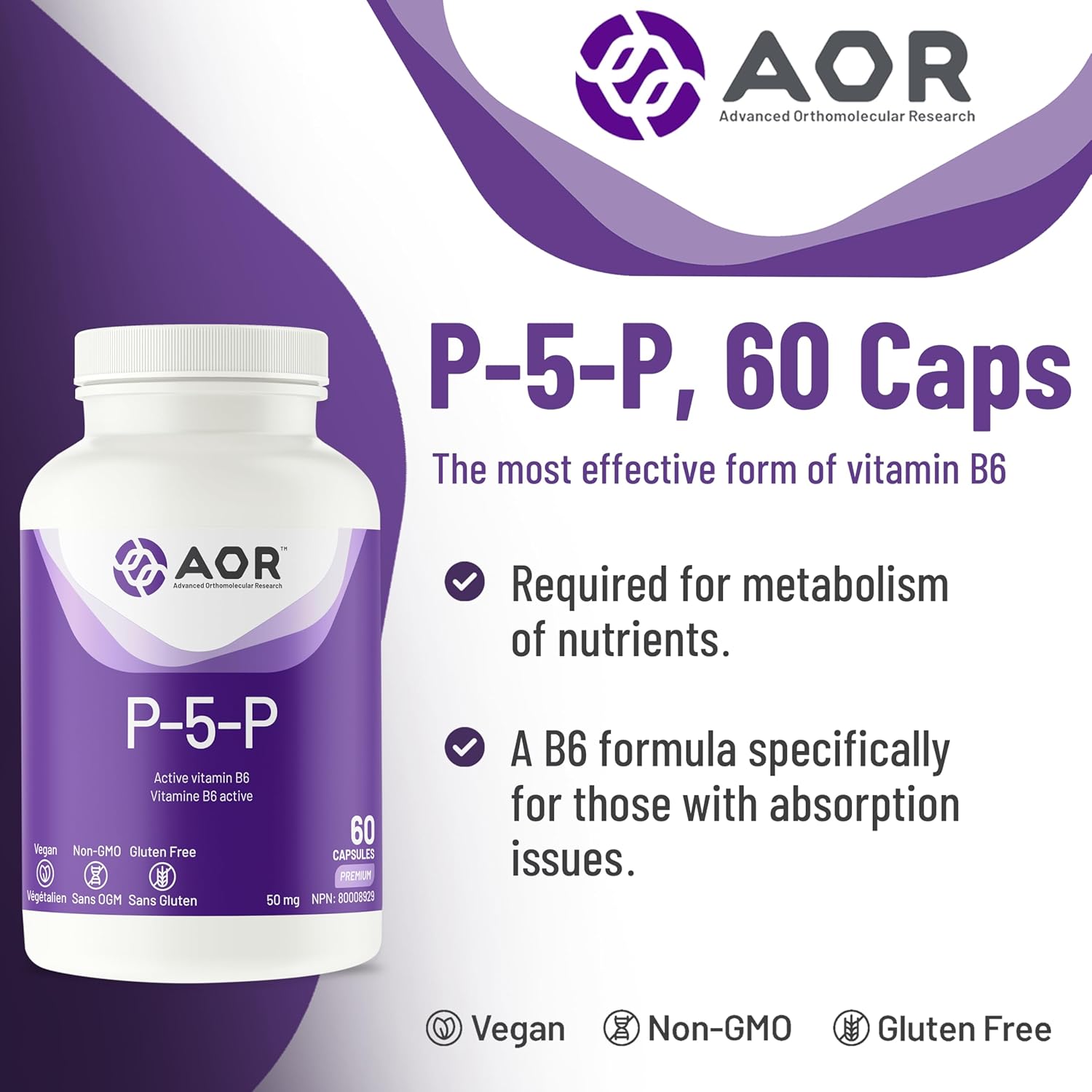AOR P5P 60 CT - Advanced Orthomolecular Research Supplement