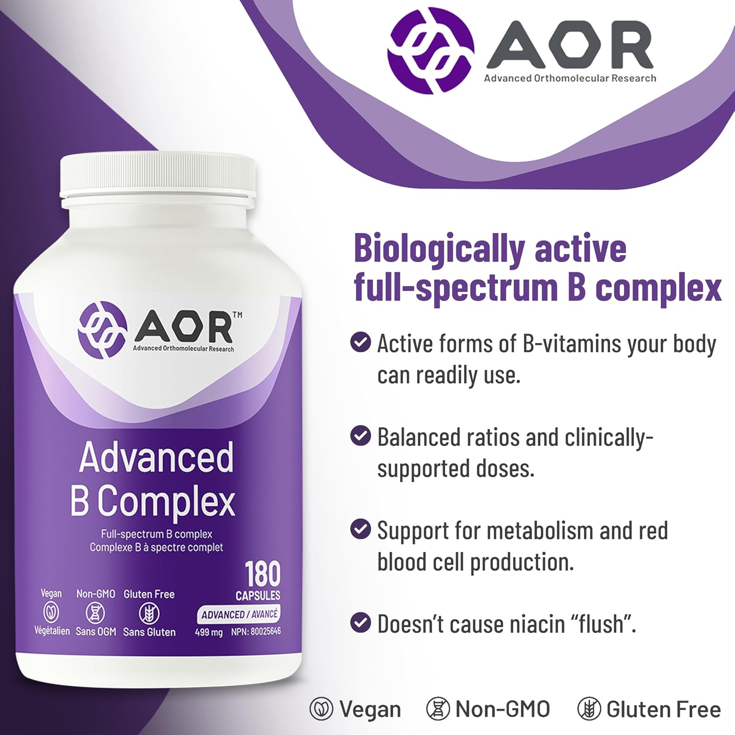 AOR SPO Advanced B Complex Capsules - 180 Count