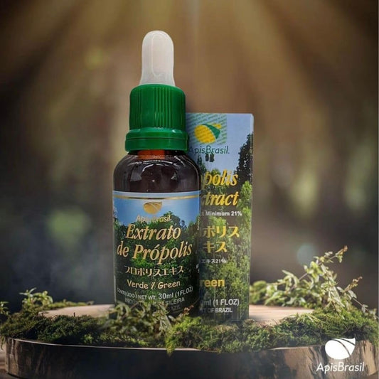 ApisBrasil Brazilian Green Bee Propolis Liquid Extract 21% (30ml) - Immune Support and Antioxidant - Single Pack