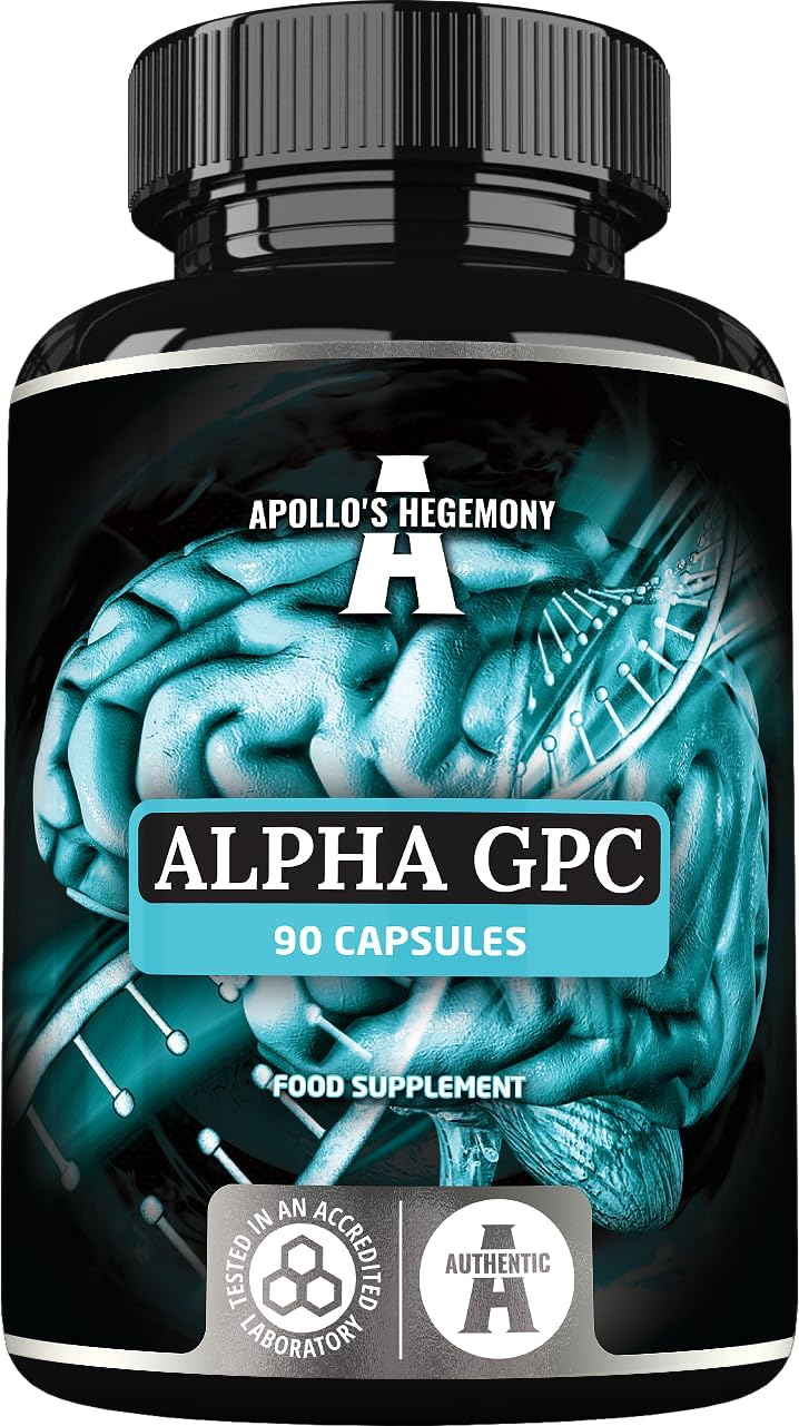 APOLLO'S HEGEMONY Alpha-GPC 600mg per Daily Dose - 90 Vegan Choline Capsules - 99% Choline Alfoscerate Dietary Supplement - Lipid Choline - Memory and Concentration Capsules