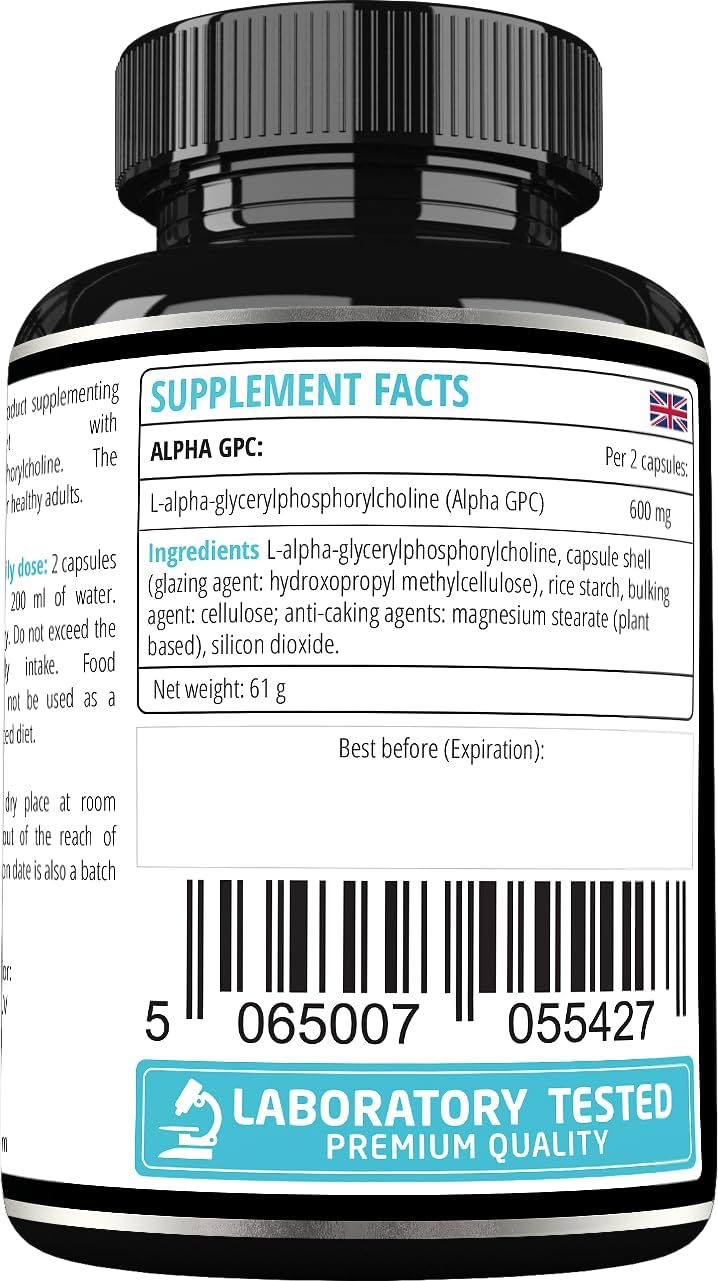 APOLLO'S HEGEMONY Alpha-GPC 600mg per Daily Dose - 90 Vegan Choline Capsules - 99% Choline Alfoscerate Dietary Supplement - Lipid Choline - Memory and Concentration Capsules