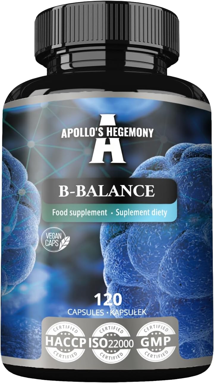 Apollo's Hegemony B-Balance Vitamin B Complex Capsules - 120 Vegan Capsules, Including B1, B2, B6, B12, Folate - 4 Month Supply for Overall Health Support