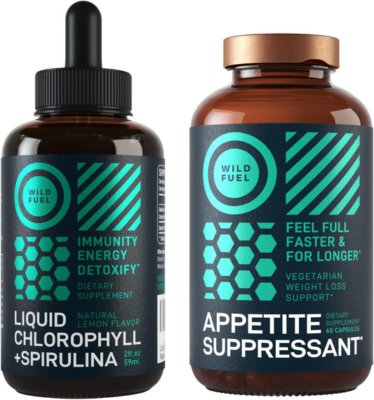 Appetite Suppressant and Liquid Chlorophyll Drops Detox Bundle by WILD FUEL