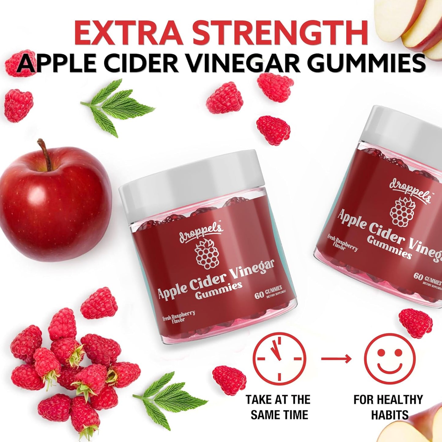 Apple Cider Vinegar & Beet Root Gummies Bundle for Wellness & Vitality - Vegan, Non-GMO, Gluten-Free - Raspberry & Apple Pomegranate Flavor