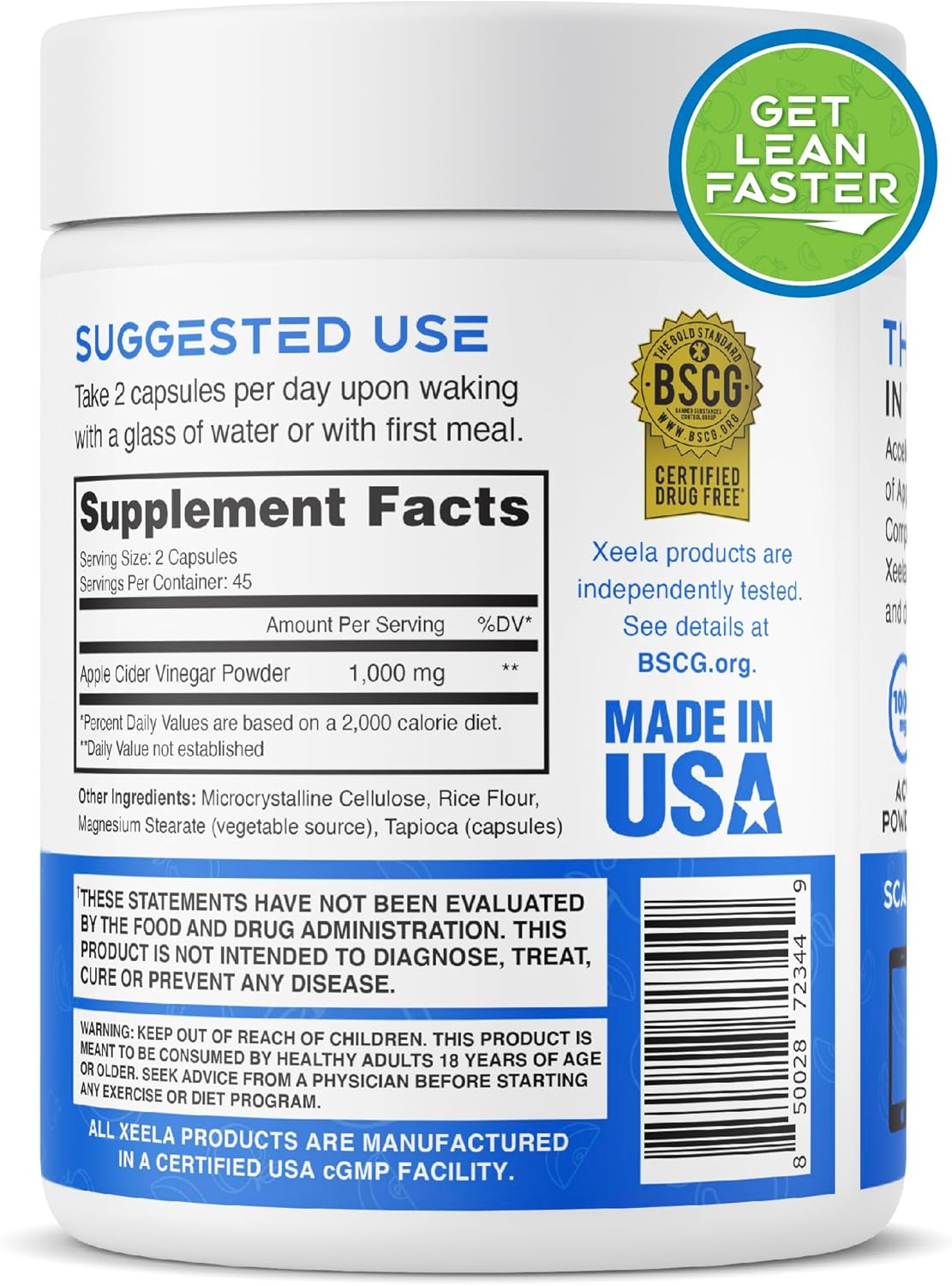 Apple Cider Vinegar Capsules with The Mother for Weight Management - Appetite & Craving Control for Men & Women