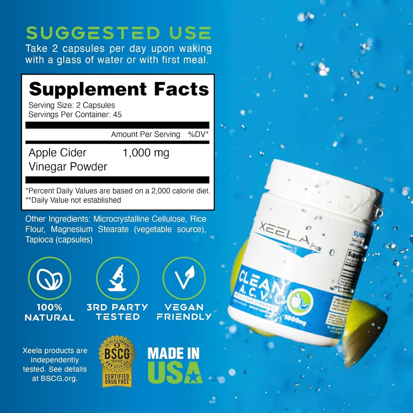 Apple Cider Vinegar Capsules with The Mother for Weight Management - Appetite & Craving Control for Men & Women