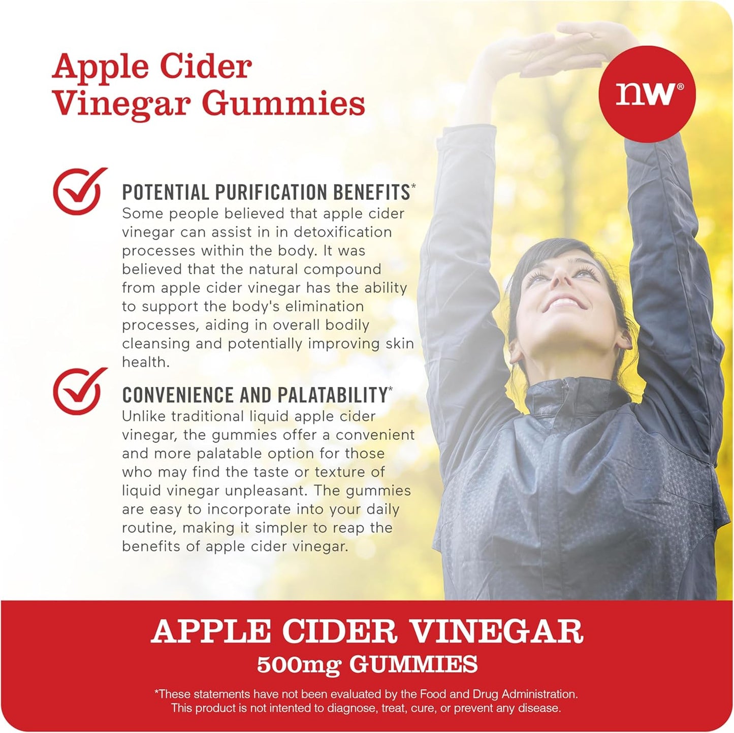 Apple Cider Vinegar Gummies 1000mg with Vitamin B12 - Vegan, Gluten-Free, Non-GMO - 90 Count Supply for 45 Days
