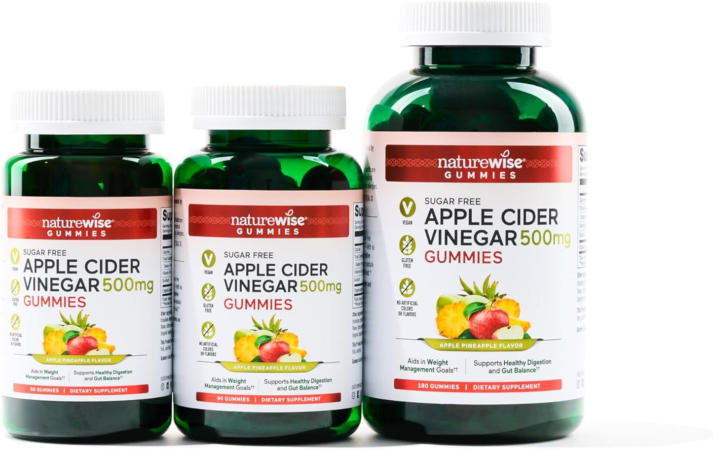 Apple Cider Vinegar Gummies 1000mg with Vitamin B12 - Energy & Gut Health - Sugar Free, Vegan - 90 Gummies, 1.5-Month Supply