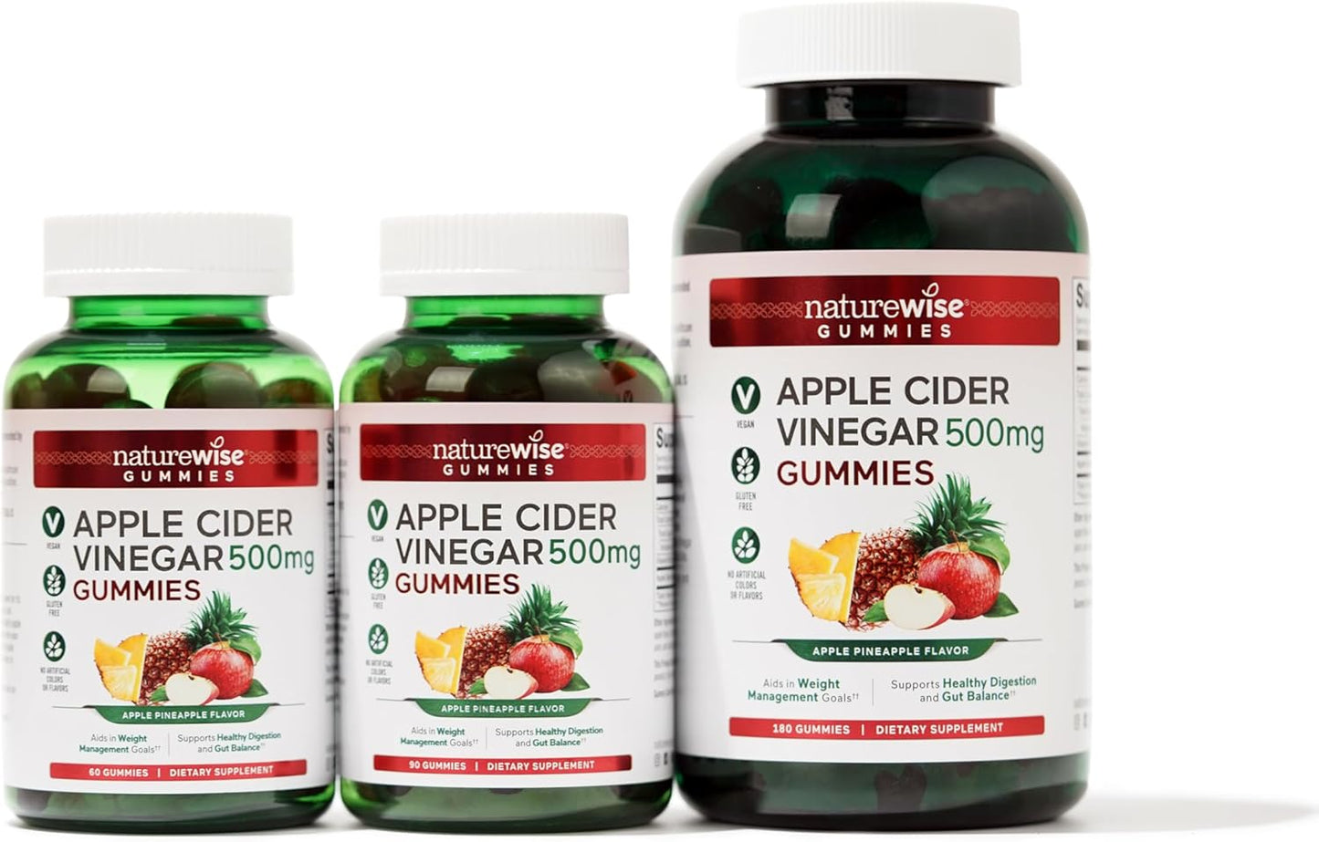 Apple Cider Vinegar Gummies 1000mg with Vitamin B12 - Vegan, Gluten-Free, Non-GMO - 90 Count Supply for 45 Days