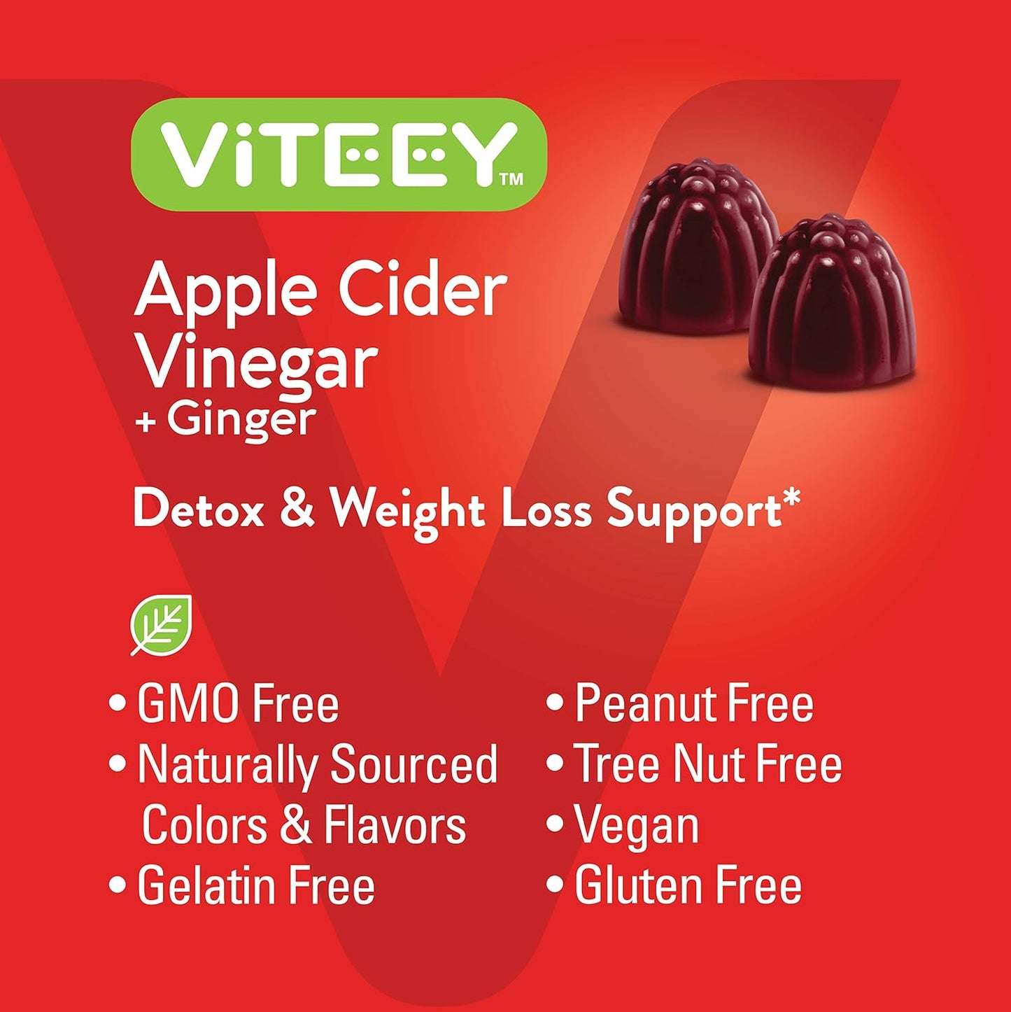 Apple Cider Vinegar Gummies with Ginger 1,000mg - Detox Cleanse for Weight Loss and Immune Support - Vegan, Gluten Free, Gelatin Free - Chewable Apple Flavored Gummy - BoostGo Australia