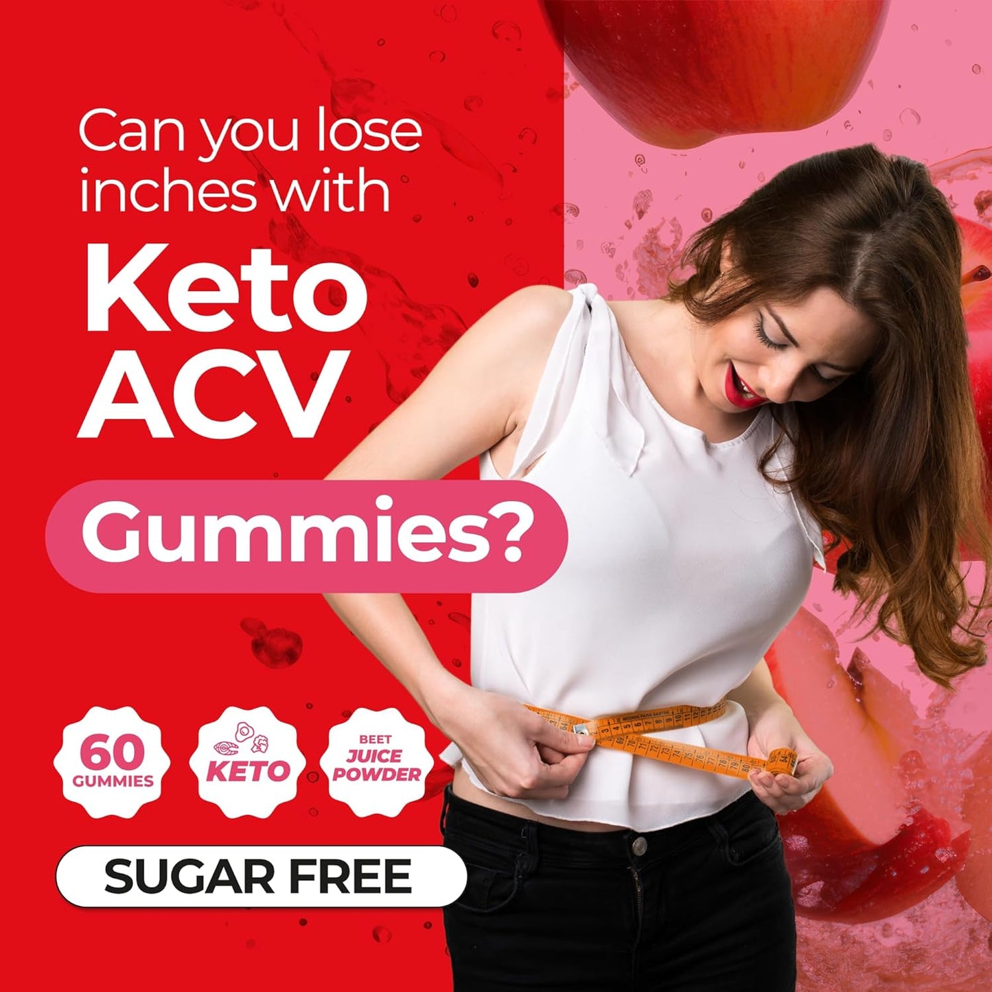 Apple Cider Vinegar Gummies with Vitamin B12, Beetroot, Pomegranate - Digestive, Metabolism, Immune Health Support - Boost Energy - Gelatin, Gluten Free - 60 Gummies