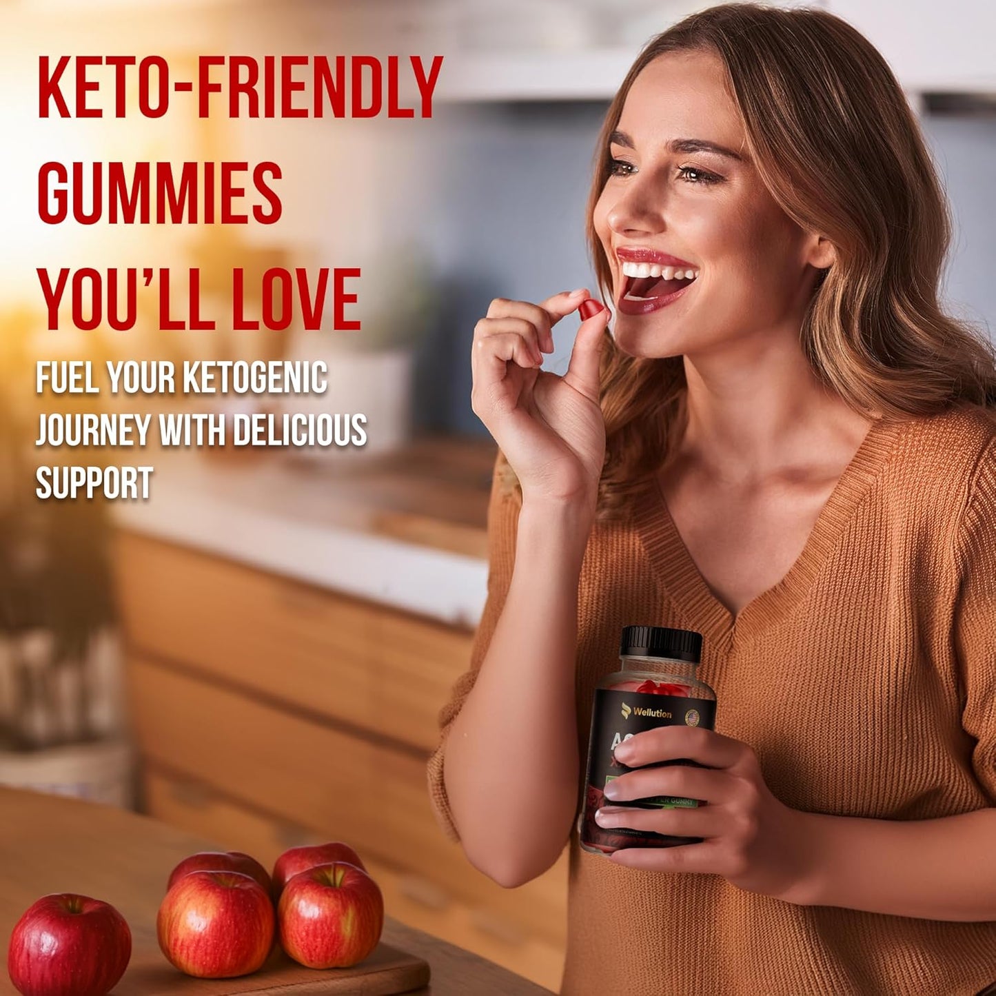 Apple Cider Vinegar Gummies with Vitamin B12, Folate & Antioxidants - 1000mg ACV for Energy, Digestion, Weight Management - 60 Vegan Gummies