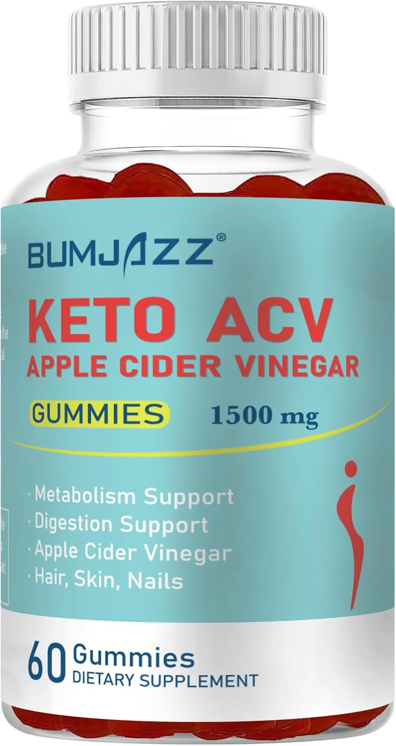Apple Cider Vinegar Keto Gummies for Metabolism Boost - Gluten-Free Formula for Men & Women - 1500mg - 60 Count