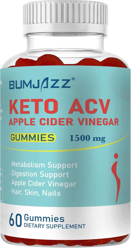 Apple Cider Vinegar Keto Gummies for Metabolism Boost - Gluten-Free Formula for Men & Women - 1500mg - 60 Count