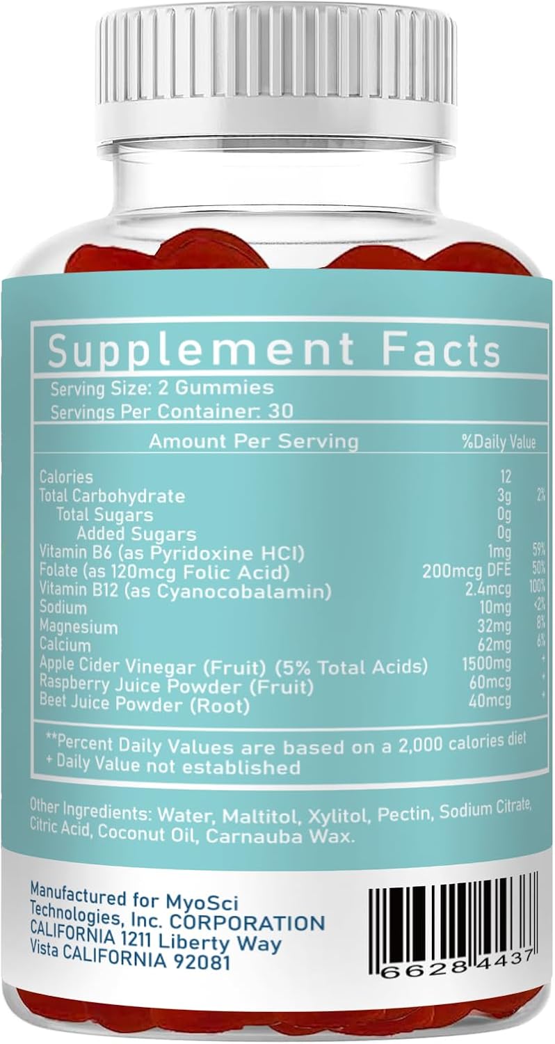 Apple Cider Vinegar Keto Gummies for Metabolism Boost - Gluten-Free Formula for Men & Women - 1500mg - 60 Count