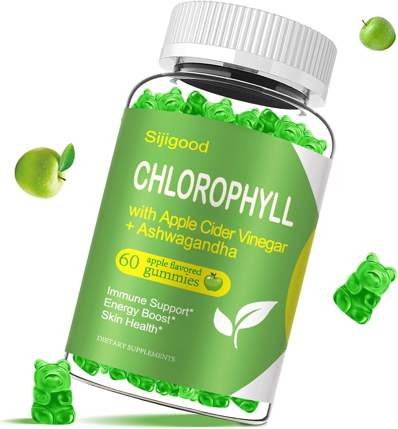 Apple Flavored Chlorophyll Gummy Supplement with Black Seed Oil, Moringa, and Probiotic for Immunity, Digestion, and Body Odor - 60 Gummies for Adults, Kids, Women, and Men - BoostGo Australia