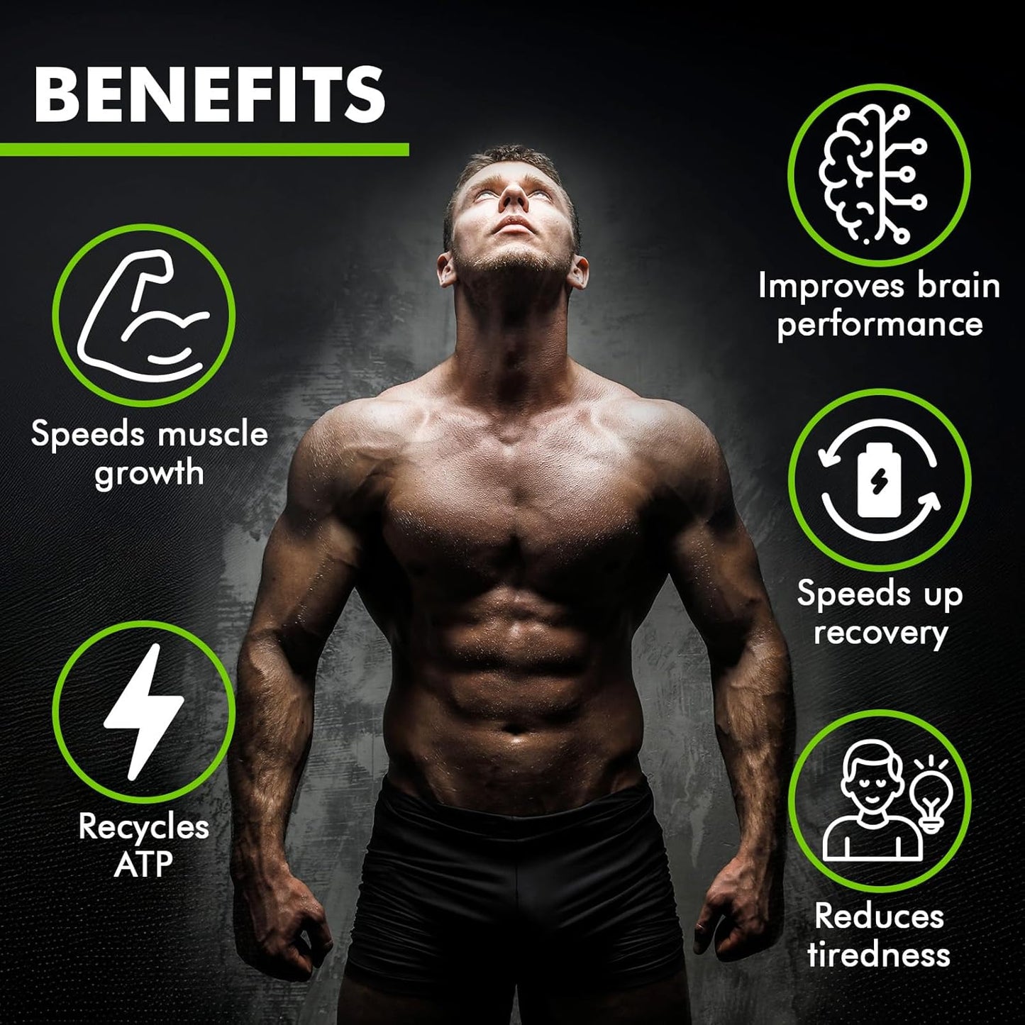 Apple Flavored Creatine Gummies for Men & Women - 100% Creatine, 5g per Serving, Vegan & Sugar Free - 120 Count
