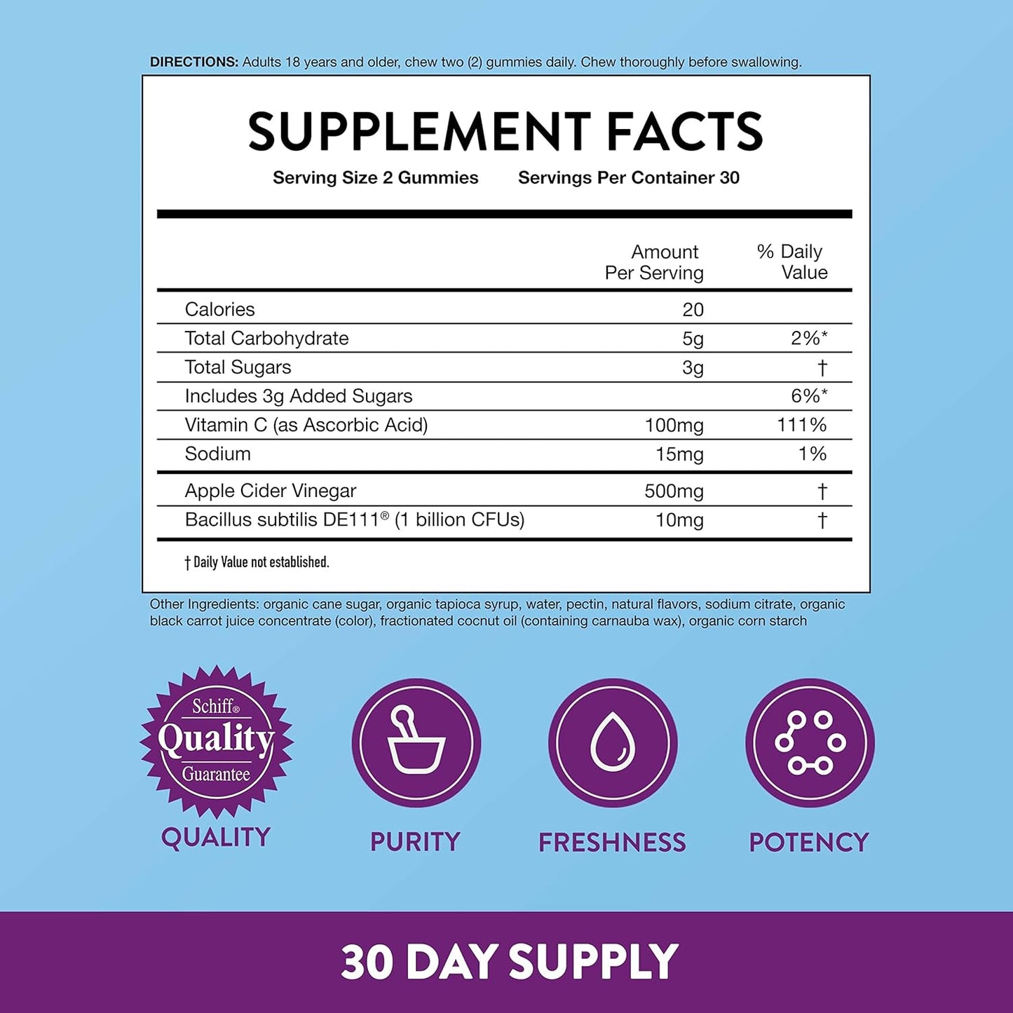 Apple Flavored Digestive Advantage Probiotic Gummies with ACV, 60ct for Digestive & Immune Health in Men & Women