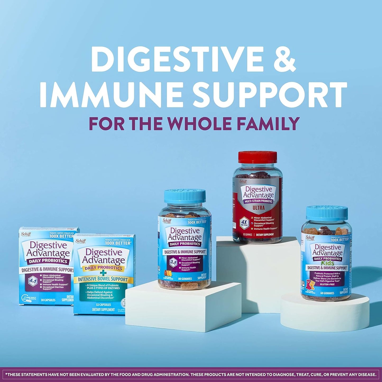 Apple Flavored Digestive Advantage Probiotic Gummies with ACV, 60ct for Digestive & Immune Health in Men & Women