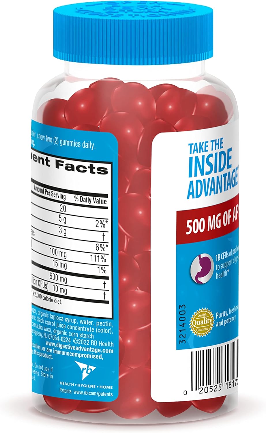 Apple Flavored Digestive Advantage Probiotic Gummies with ACV, 60ct for Digestive & Immune Health in Men & Women