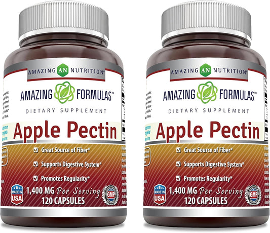Apple Pectin Supplement 1400mg Per Serving Capsules | Non-GMO & Gluten Free | Made in USA | 120 Count (2 Pack) by Amazing Nutrition Formula