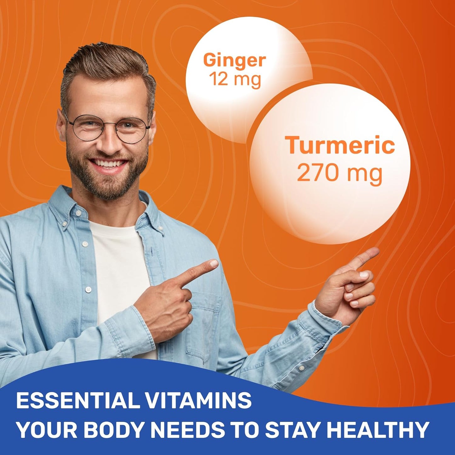 Apricot Flavored Turmeric and Ginger Gummies - Immune Support for Adults & Teens - 60 Count, Non-GMO & Gluten Free