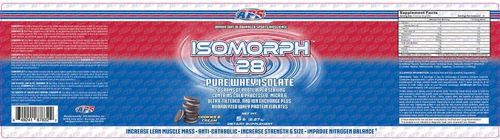 APS Nutrition Isomorph Cookies & Cream Whey Protein Isolate Powder | Ultra-Filtered Supplement with 28g Protein | 5 lb Pack
