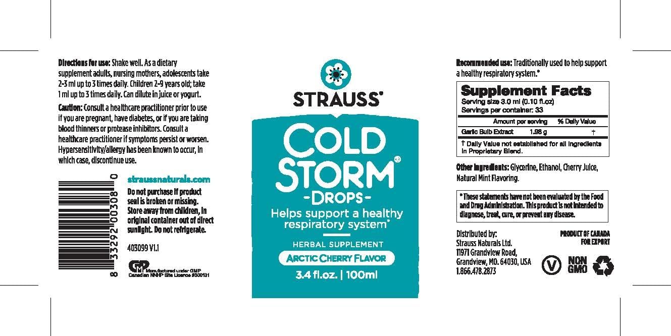 Arctic Cherry Immune & Respiratory Support Drops by Strauss Naturals - Natural Formula, Gluten/Soy-Free, Non-GMO - 3.4 fl oz
