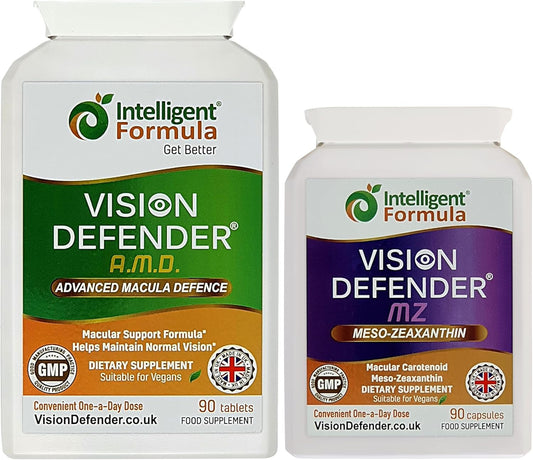 AREDS2 Formula Vision Defender Bundle with Meso-Zeaxanthin for Macula Health - Vegan Supplement (90 Days)