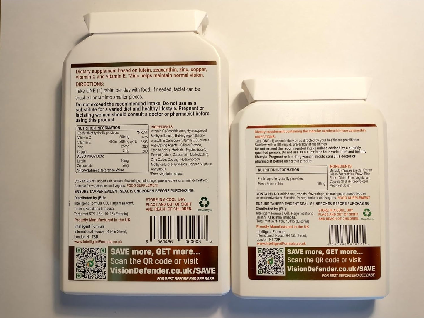 AREDS2 Formula Vision Defender Bundle with Meso-Zeaxanthin for Macula Health - Vegan Supplement (90 Days)