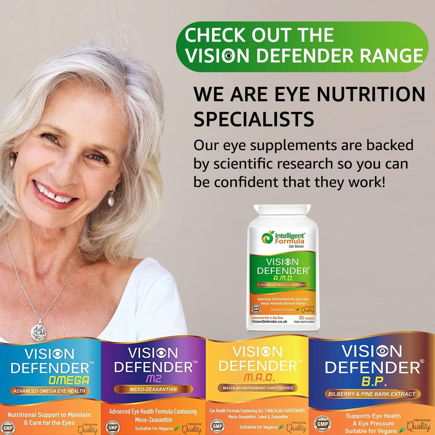 AREDS2 Formula Vision Defender Bundle with Meso-Zeaxanthin for Macula Health - Vegan Supplement (90 Days)