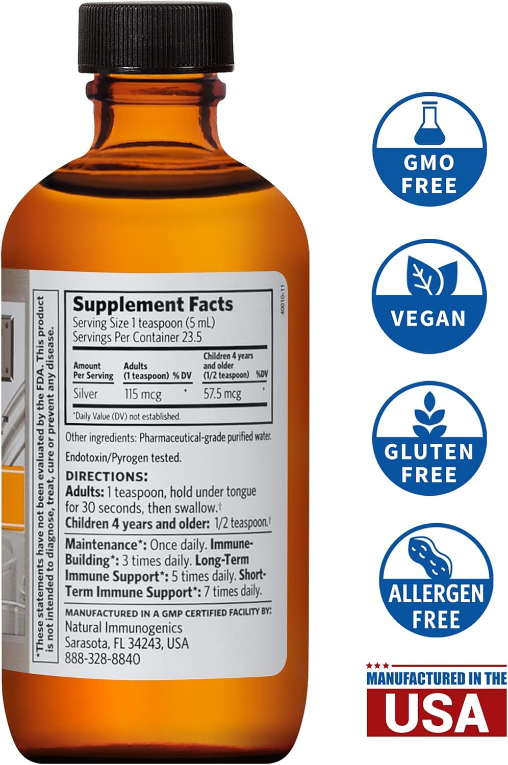 Argentyn 23 Bio-Active Silver Hydrosol 23ppm 4oz Twist-Top Bottle for Immune Support