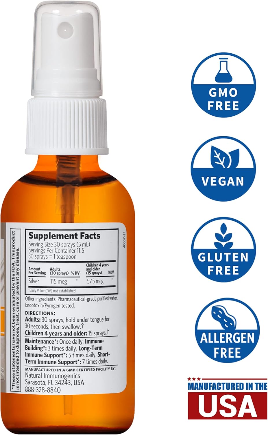 Argentyn 23 Professional Bio-Active Silver Hydrosol Spray for Immune Support - 2oz, 23ppm