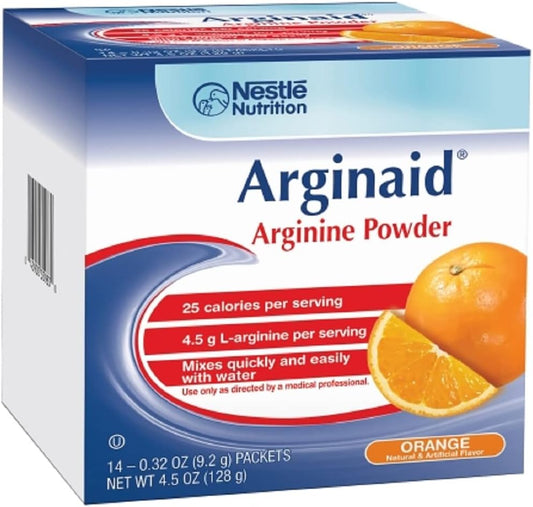 Arginaid Orange Arginine Supplement Powder Packets - Box of 14
