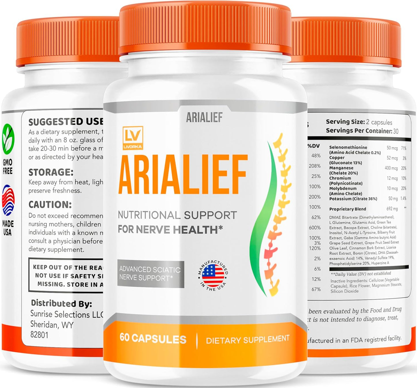 Arialeaf Primepalm Sciatica Capsules - 3 Month Supply for Nerve Health Support