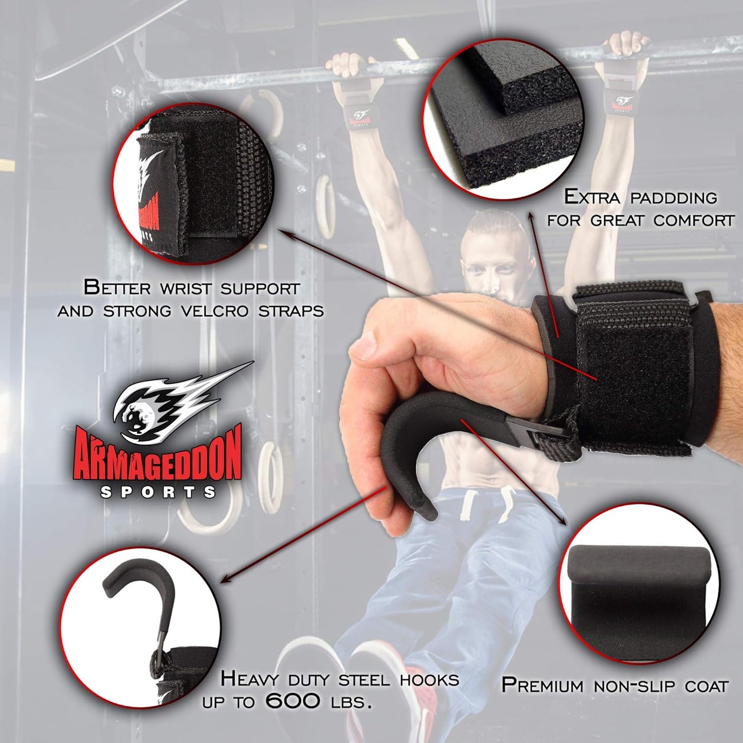 ARMAGEDDON SPORTS Premium Deadlift Straps & Weight Lifting Grips for Enhanced Gym Performance