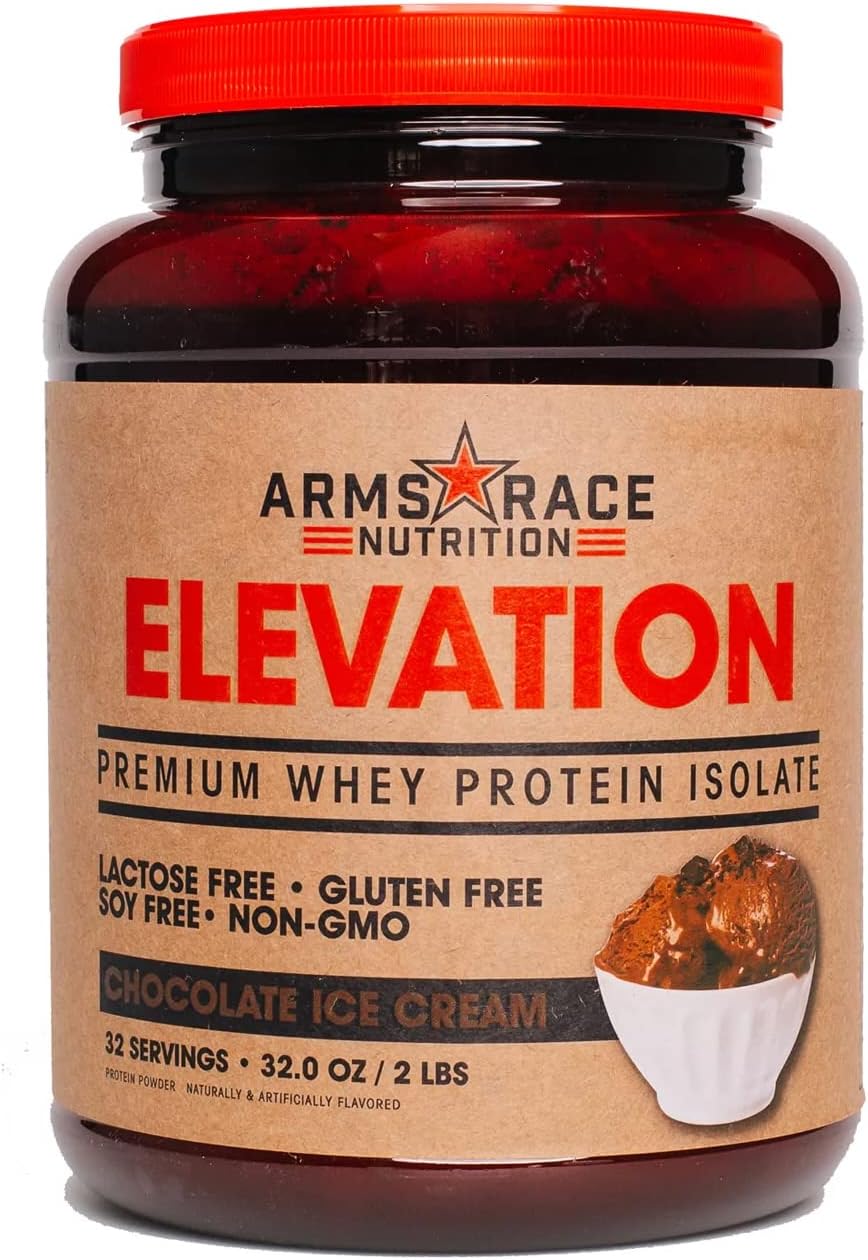 Arms Race Nutrition Elevation Premium Chocolate Ice Cream Whey Protein Isolate 32 oz. (2 lbs) - High-Quality Supplement