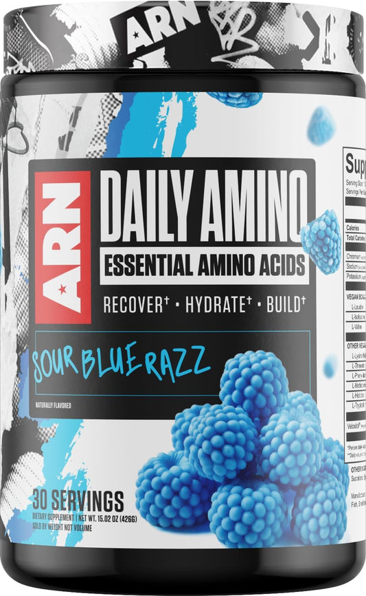 ARN Daily Amino: Essential Amino Acids Supplement (Sour Blue Razz, 30 Servings) by Arms Race Nutrition