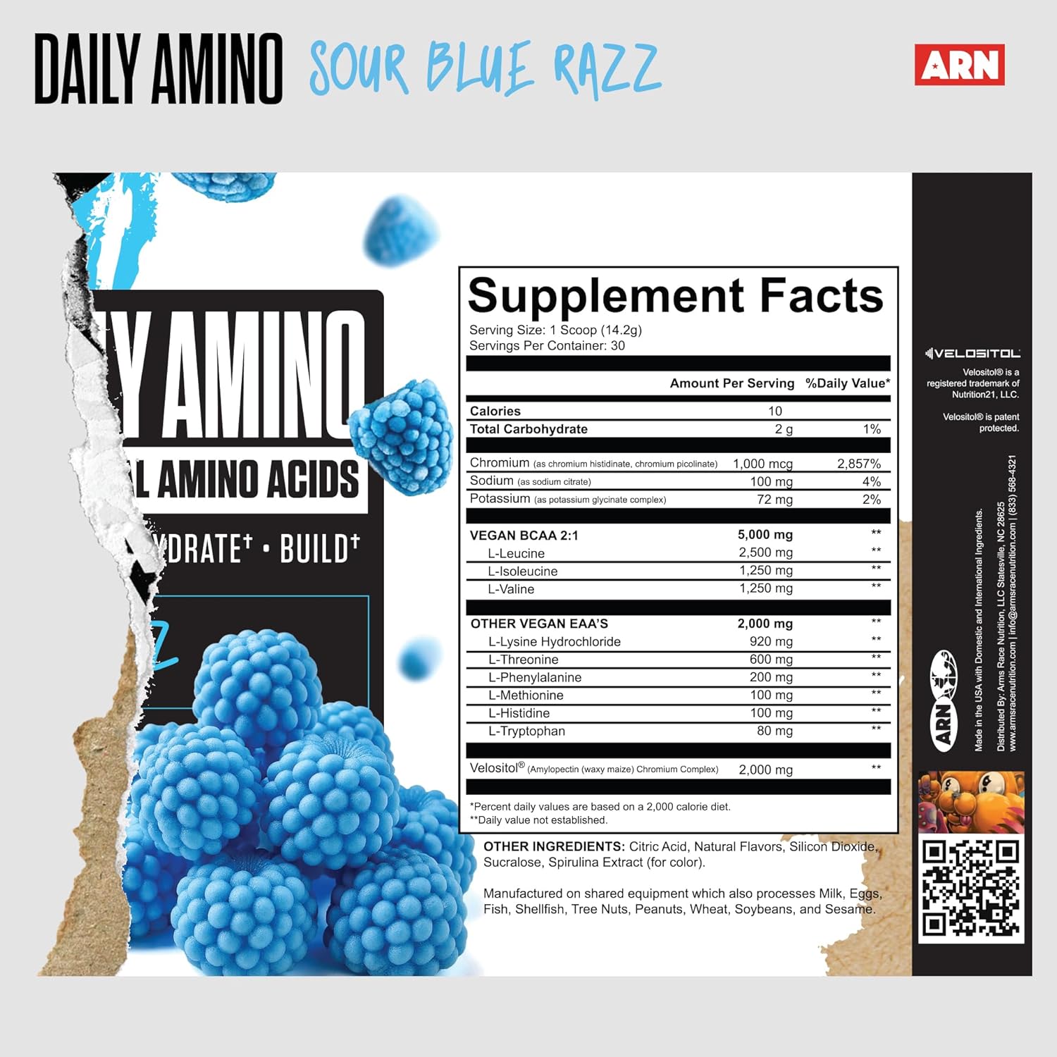 ARN Daily Amino: Essential Amino Acids Supplement (Sour Blue Razz, 30 Servings) by Arms Race Nutrition