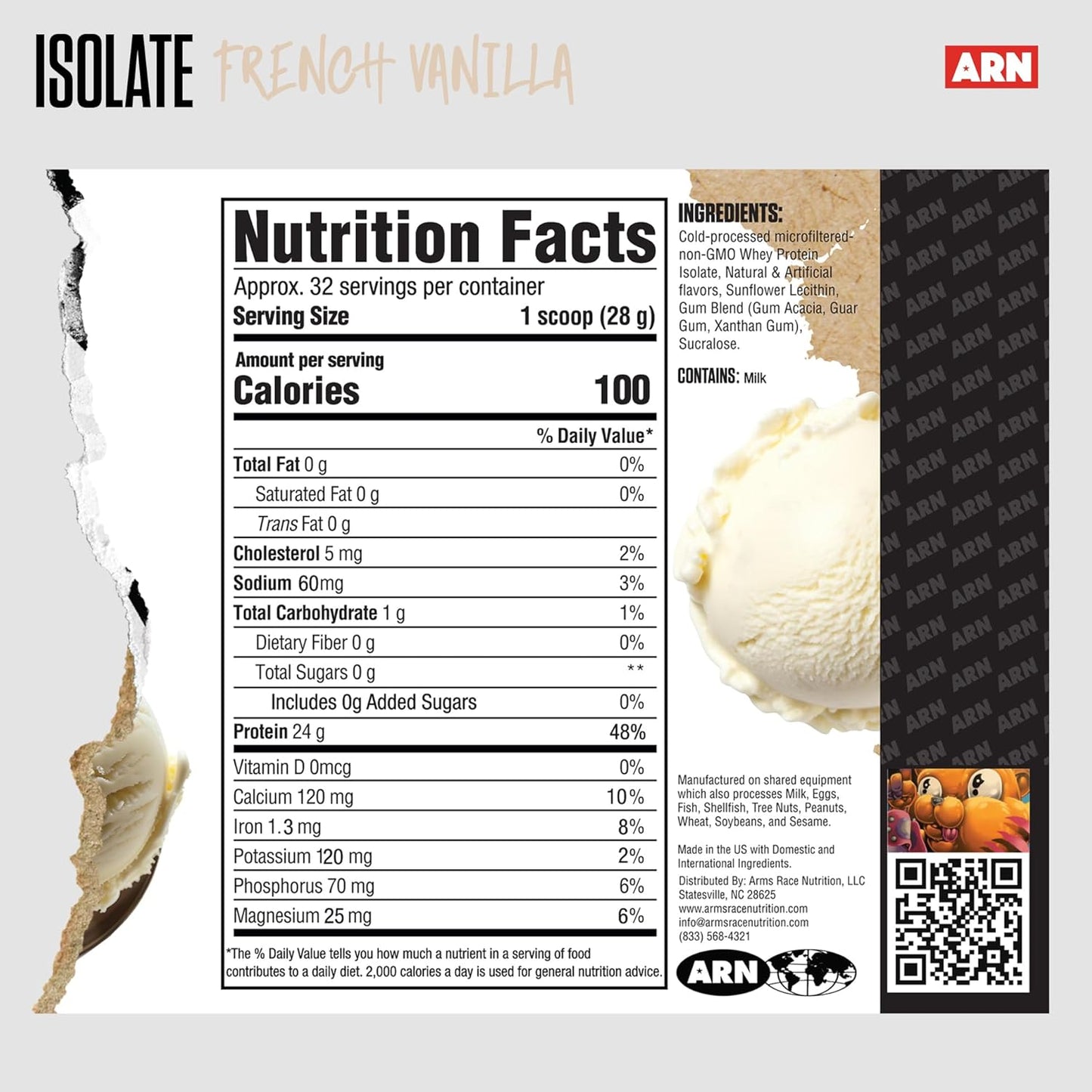 ARN Isolate Whey Protein - 32 Servings, French Vanilla by Arms Race Nutrition